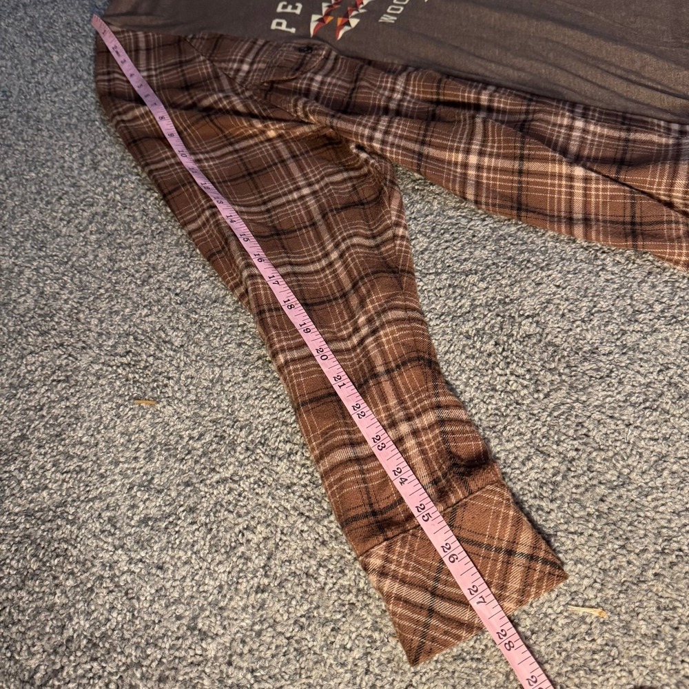 Pendleton Mixed Media Top Womens XL Brown Plaid Flannel Graphic Tee Southwestern - Picture 6 of 7
